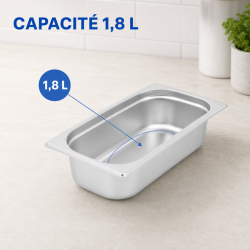 Bac Gastro GN 1/4 Inox — Gylis 65 mm — 1,8 L