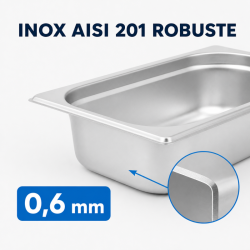 Bac Gastro GN 1/4 Inox — Gylis 65 mm — 1,8 L
