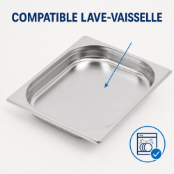 Gastro GN 1/2 Stainless Steel Tray - 40 mm - 2 L | Dynasteel