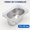 Bac Gastro GN 1/9 Inox - Gylis 65 mm - 0,6 L