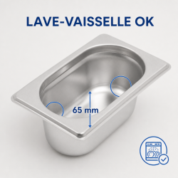 Bac Gastro GN 1/9 Inox - Gylis 65 mm - 0,6 L