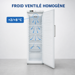 Ventiliuojama šaldymo spinta 306 L +2/+8 °C Pilnos durys