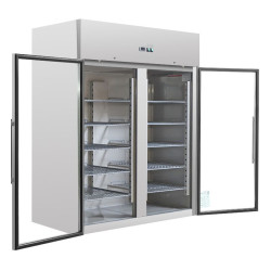 Teigiama šaldymo spinta 1400 L 2 stiklinės durys GN 2/1