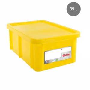 Stačiakampė dėžė 35 L + Geltonas dangtis HACCP