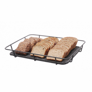 Corbeille à Pain avec Bord en Inox Grise - 400 x 300 mm