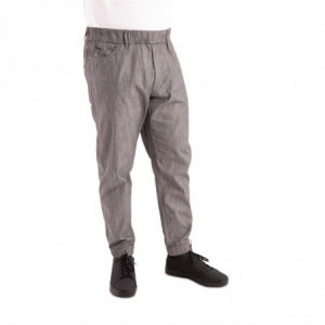 Virtuvės kelnės "Jogger" su siauromis juodomis ir baltomis juostelėmis - XL dydis - Chef Works - Fourniresto