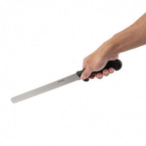 Pjaustytuvas su dantytu peiliu juoda lama 30,5 cm - Hygiplas - Fourniresto