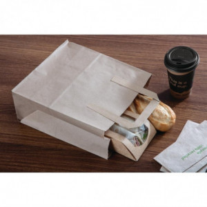 Didelis rudas perdirbtinas popieriaus maišas 305 x 254 mm - 250 vnt. - Fiesta Green - Fourniresto