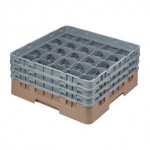 Stiklinių dėklas 25 skyriais Camrack Beige, maks. aukštis 215 mm - Cambro - Fourniresto