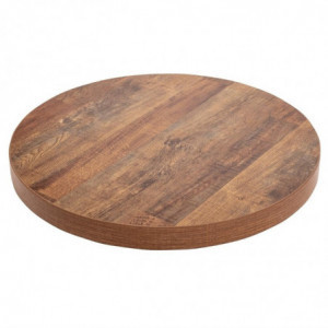 Round Table Top Aged Wood Effect - 600mm - Bolero
