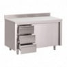 Table Armoire en Inox avec Dosseret 3 Tiroirs À Droite et Portes Coulissantes - L 1200 x P 700mm - Gastro M