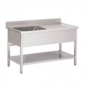 Plieninė kriauklė su apatiniu lentyna 1 dubuo kairėje - L 1200 x P 700 mm - Gastro M
