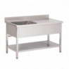 Plieninė kriauklė 1 kairysis bakas su apatine lentyna 1400x700 mm Gastro M