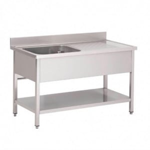 Stainless Steel Sink With Lower Shelf 1 Left Basin-L 1600 x D 700mm - Gastro M