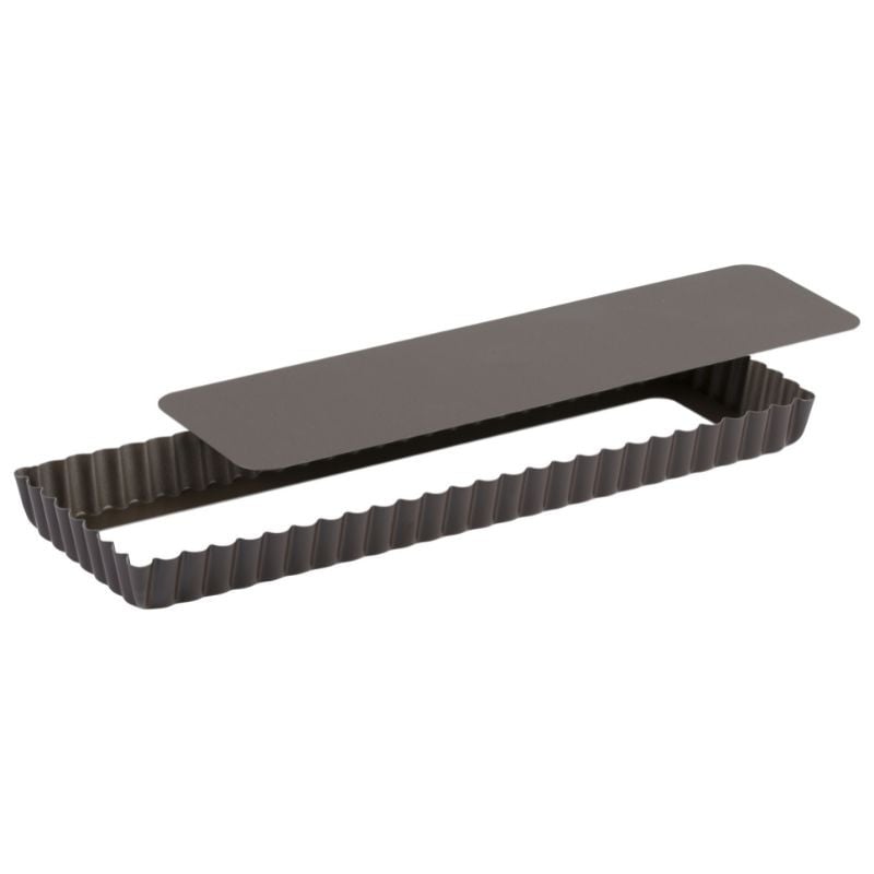 Rectangular Fluted Tart Pan with Removable Bottom - 350 x 110 mm - TELLIER Rectangular Fluted Tart Pan with Removable Bottom - 350 x 110 mm - TELLIER