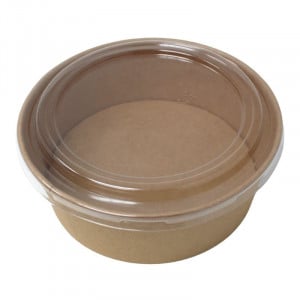 Kraft salotų dubuo su PET dangteliu - 1300 ml - 300 vnt. rinkinys