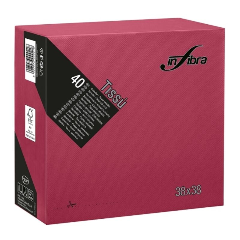 2-Ply Cellulose Napkin 38 x 38 - Bordeaux - Pack of 1440 2-Ply Cellulose Napkin 38 x 38 - Bordeaux - Pack of 1440