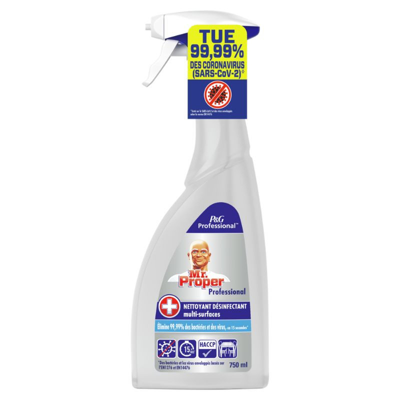 Spray Nettoyant Désinfectant Multi-Surfaces 4 en 1 - 750 ml - Mr. Propre Spray Nettoyant Désinfectant Multi-Surfaces 4 en 1 - 750 ml - Mr. Propre