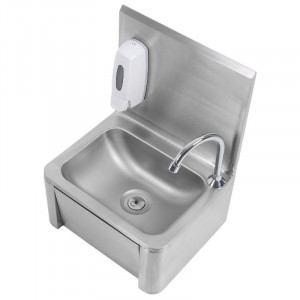 Lave-Mains Inox Commande Fémorale avec Dosseret et Savon