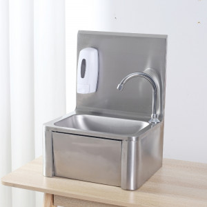 Lave-Mains Inox Commande Fémorale avec Dosseret et Savon