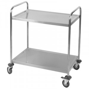 Vežimėlis Inox 2 lentynos Dynasteel - profesionaliam restoranui. Stiprus, lengvai valdomas ir patvarus.