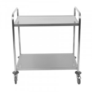 Vežimėlis Inox 2 lentynos Dynasteel - profesionaliam restoranui. Stiprus, lengvai valdomas ir patvarus.