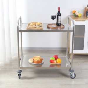 Vežimėlis Inox 2 lentynos Dynasteel - profesionaliam restoranui. Stiprus, lengvai valdomas ir patvarus.