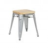Bistro bar stools with steel base and wooden seat - Set of 4 - Bolero