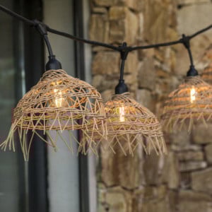 Guirlianda Lauko Šviesos su Egzotišku Šiaudiniu Gaubtu - Hawai Light - Lumisky