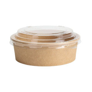 Kraft salotų dubuo su PET dangteliu - 500 ml - 300 vnt. rinkinys