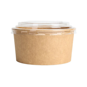 Kraft salotų dubuo su PET dangteliu - 1000 ml - 300 vnt. rinkinys