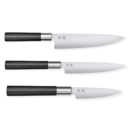 3 peilių rinkinys Wasabi Black - profesionalus pjovimas Kai Wasabi Black peiliai - Japonijos precizika