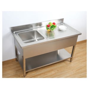 Plautuvė 1 su atlošu ir lentyna - L 1000 x P 700 mm - Dynasteel