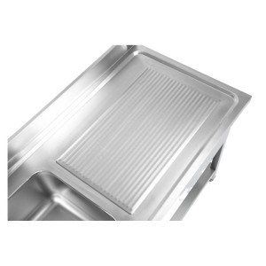 Plautuvė 1 su atlošu ir lentyna - L 1000 x P 700 mm - Dynasteel