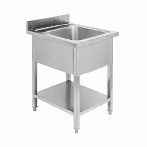 Plieninė plautuvė su atlošu ir lentyna - L 600 x P 600 mm - Dynasteel