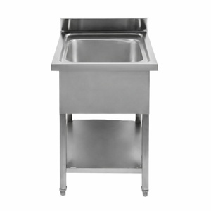 Plieninė plautuvė su atlošu ir lentyna - L 600 x P 600 mm - Dynasteel