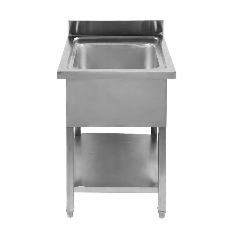 Plieninė plautuvė su atlošu ir lentyna - L 600 x P 600 mm - Dynasteel