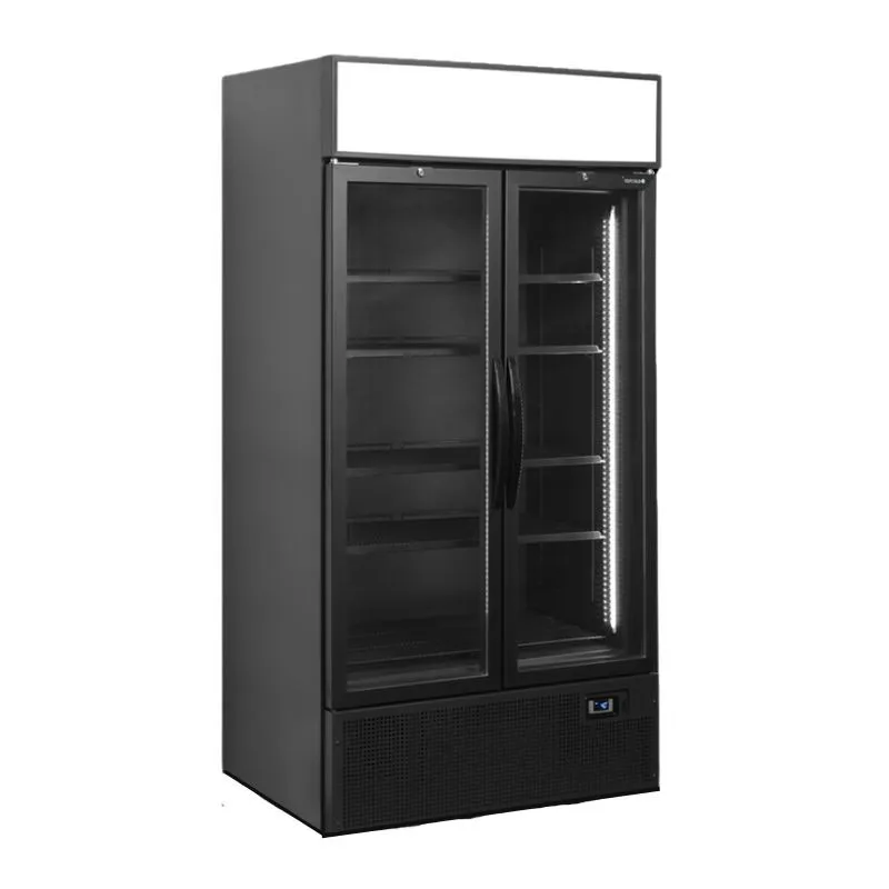 Teigiama juoda šaldymo vitrina - 2 stiklinės durys - 524 L