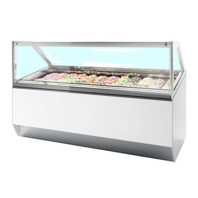 Ventiliuojamas ledų vitrina su tiesiu priekiniu stiklu - 24 x 5 L