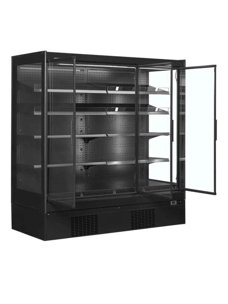 Teigiama juoda prekybos centro šaldymo vitrina - 3 durys - 1160 L