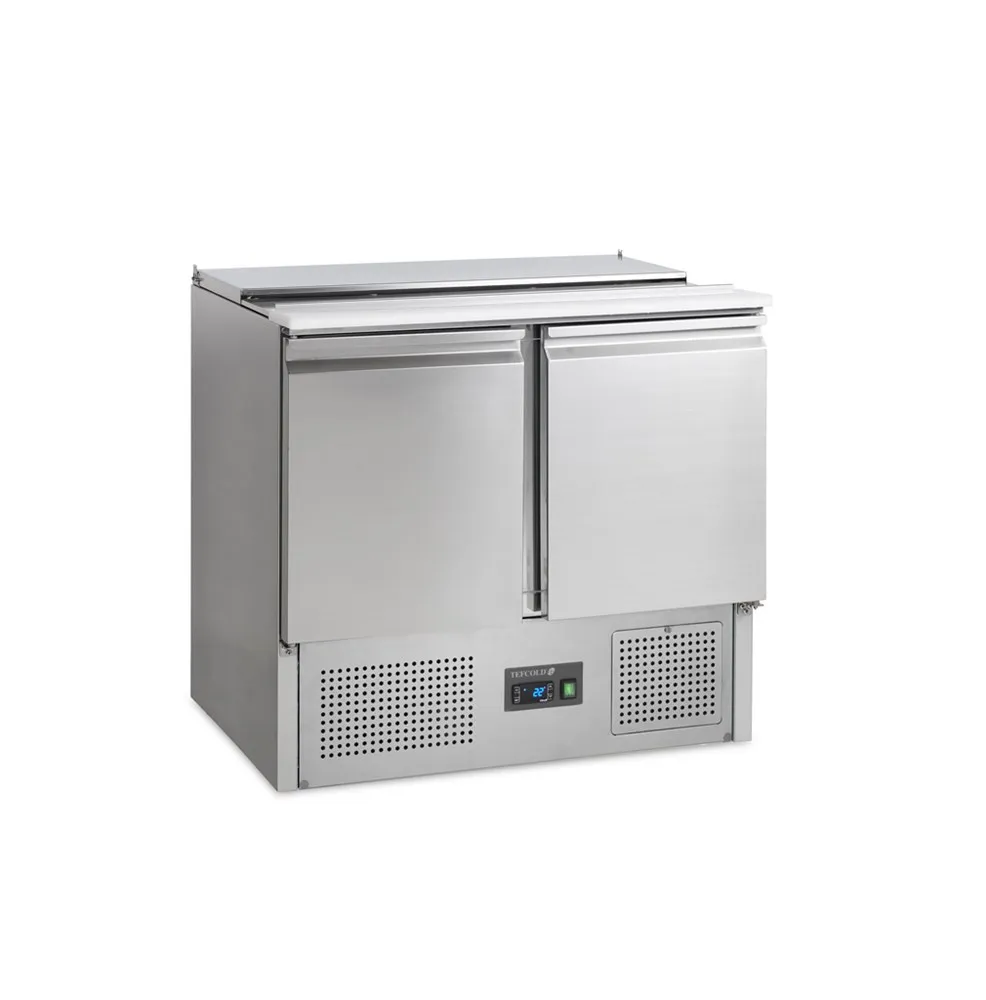 Saladette Šaldytuvas Teigiamas GN 1/1 iš Nerūdijančio Plieno - 2 Durys - 230 L - 2 GN 1/1 ir 2 GN 1/4