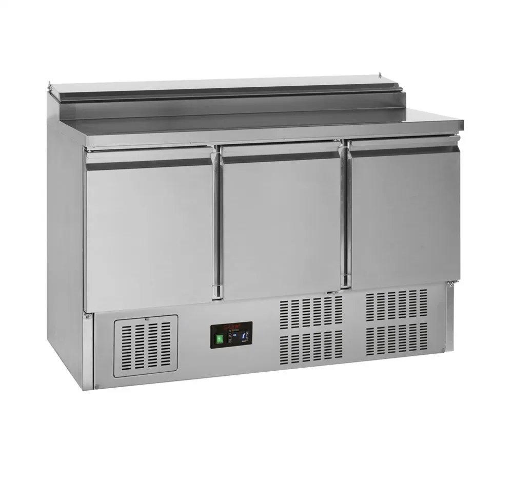 Saladette Šaldytuvas GN 1/1 iš Nerūdijančio Plieno - 3 Durys - 320 L - 4 GN 1/3