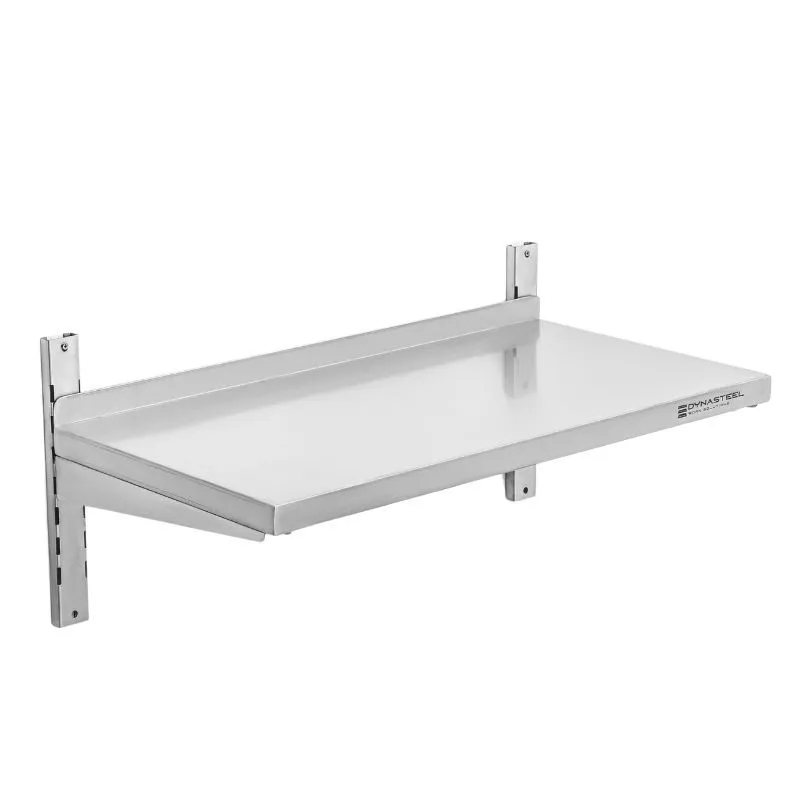 Nerūdijančio plieno sieninė lentyna su tvirtinimo bėgeliais – 800 × 400 mm