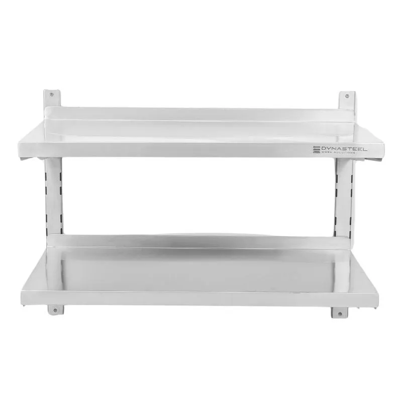 Sieninė lentyna iš nerūdijančio plieno su kaukolėmis 2 lygiai – 800 x 400 mm
