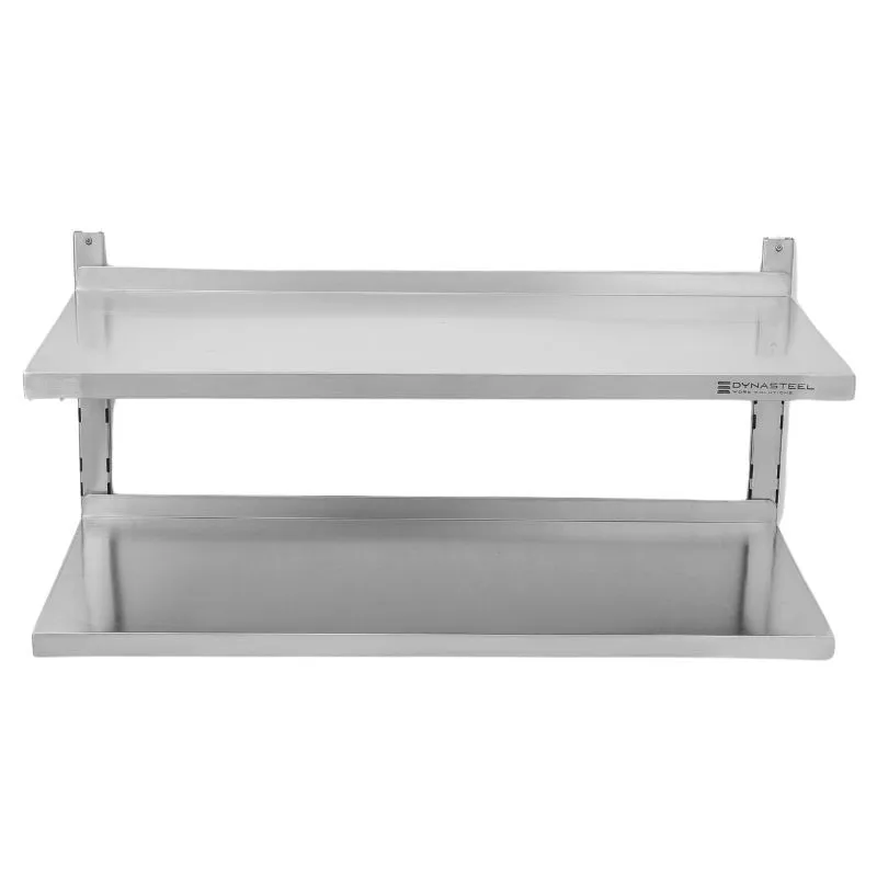 Etagère Murale en Inox sur Crémaillères 2 Niveaux - L 1000 x P 400 mm