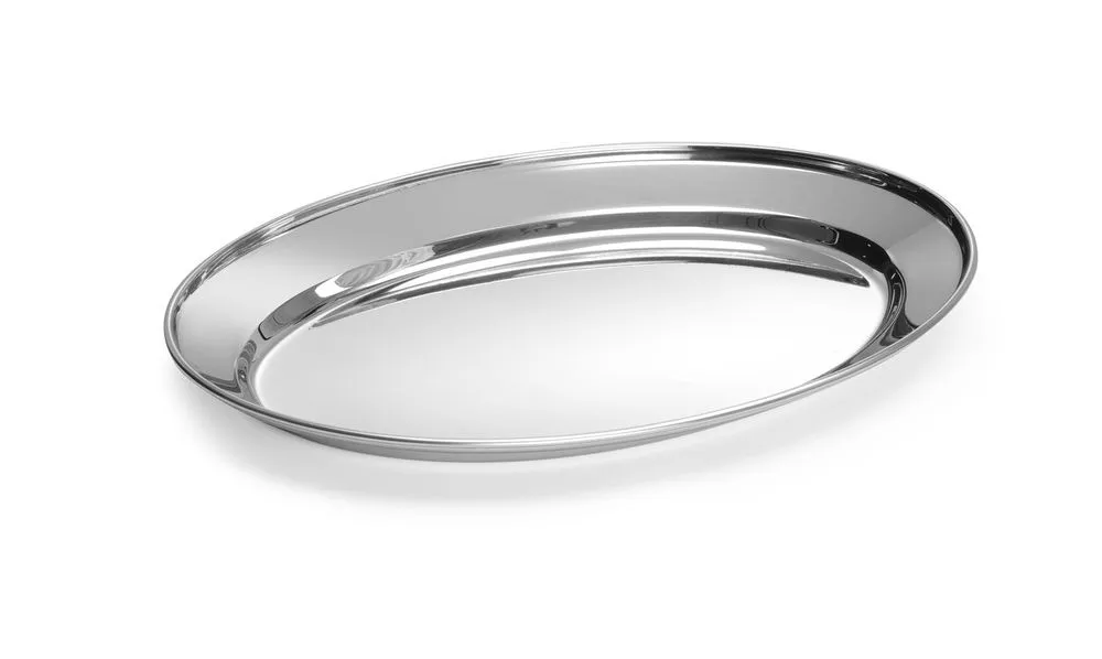 Plokščias ovalus nerūdijančio plieno indas - 300 x 220 mm