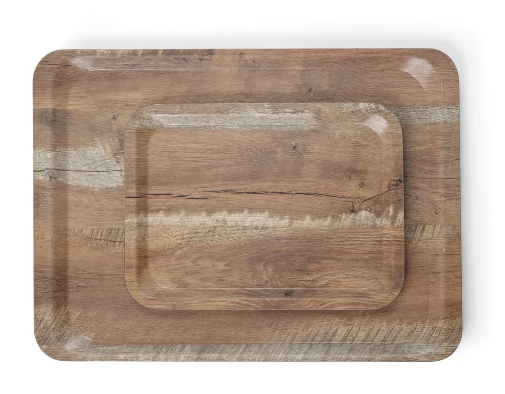 Patiekalų padėklas iš melamino su medžio raštu - 350 x 240 mm