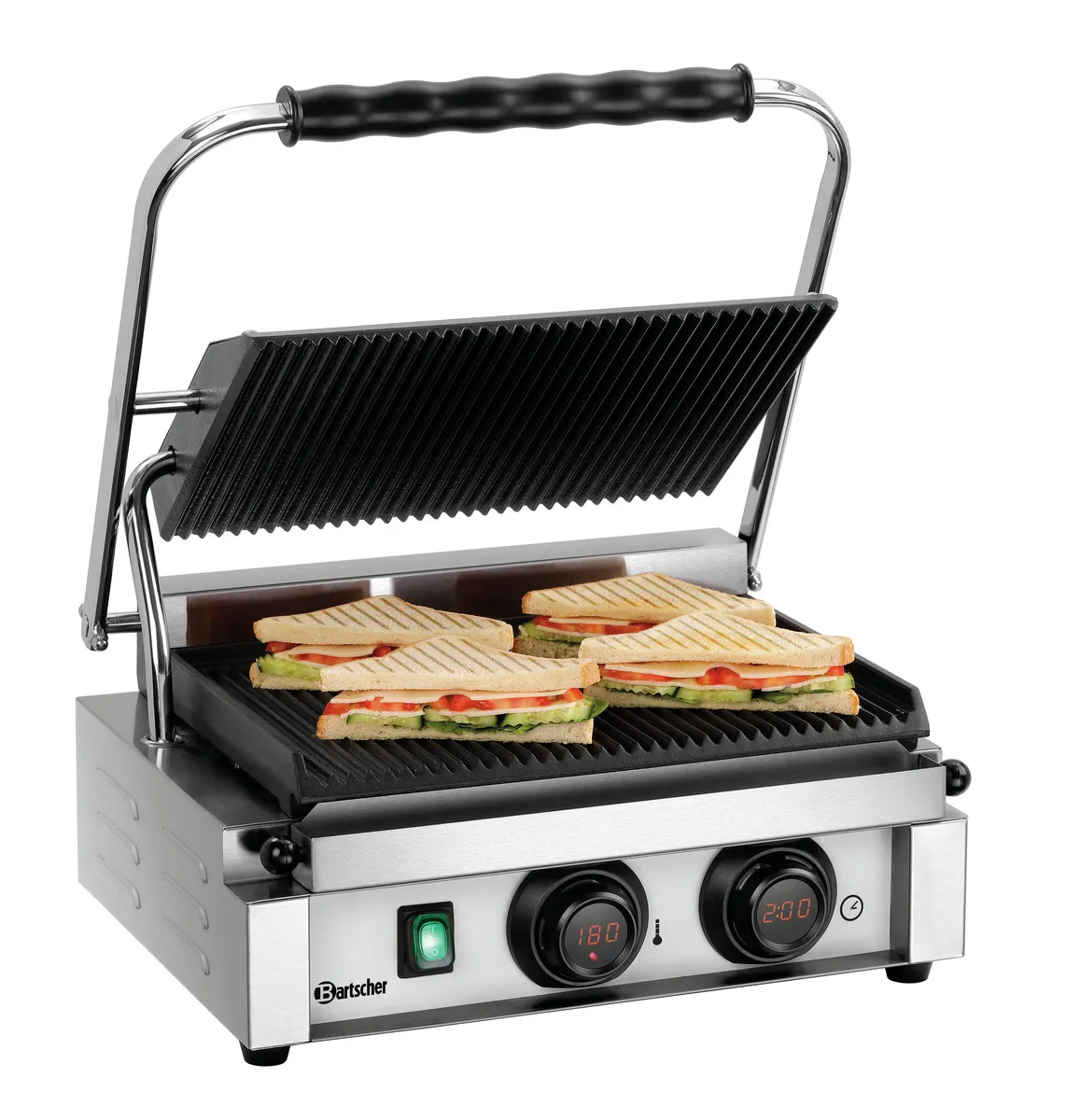 Kontaktinis Panini Grilis su Grioveliuotomis Plokštėmis
