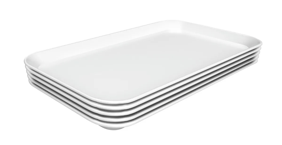 Baltas melamino padėklas - I 190 x P 300 x A 17 mm - 5 vnt. rinkinys