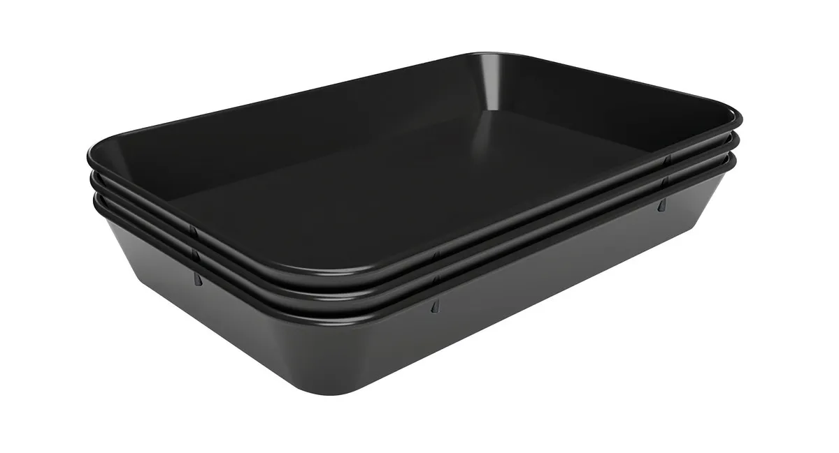 Melamino juoda serviravimo lėkštė - L 280 x P 420 x H 60 mm - 3 vnt. rinkinys